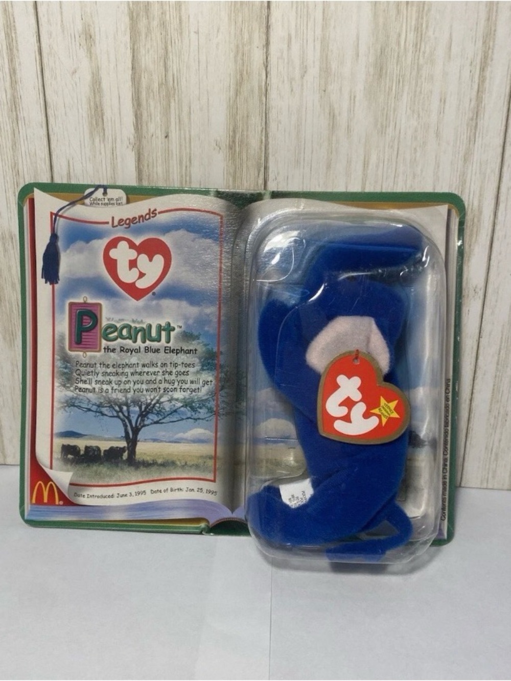 Ty Peanut Royal Blue Elephant Beanie Baby Plush